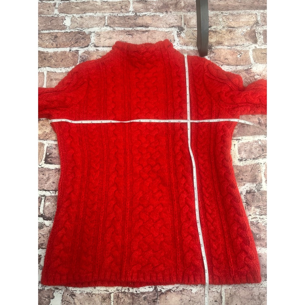 Classic Lands' End Red Cable Knit Sweater Preppy Cozy Staple Women's Size S 6-8 - Picture 9 of 13